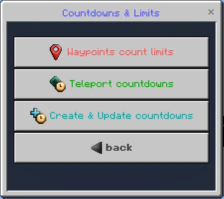 Countdowns & Limits Settings Menu