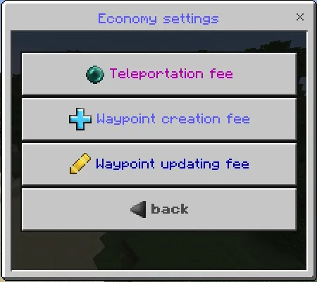 Economy Settings Menu