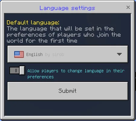 Language Settings Menu