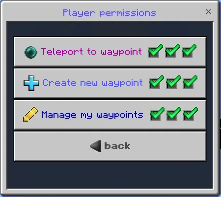 Player Permissions Menu