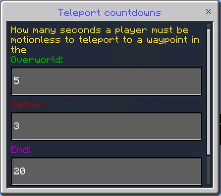 Teleport Countdowns Menu