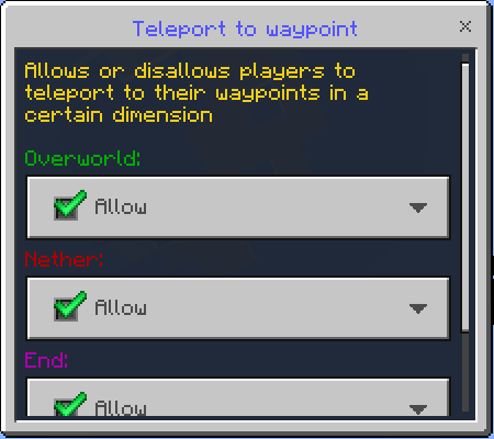 Teleport to Waypoint Settings