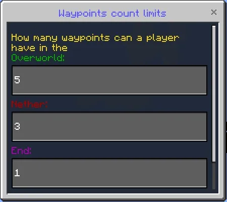 Waypoints Count Limits Menu