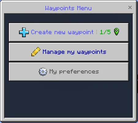 Waypoints Menu Interface