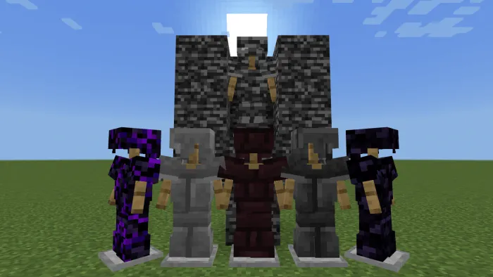 Stonebrick, Nether brick, Deepslate Brick, Obsidian, Crying Obsidian and Bedrock Armor