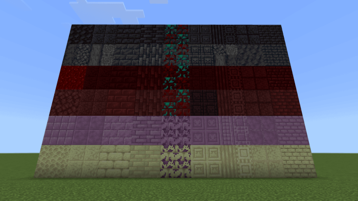 Netherrack, Endstone, Basalt, Purpur and Blackstone Blocks