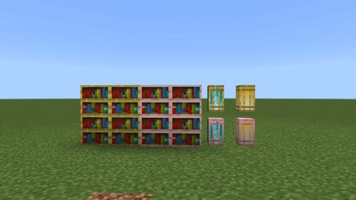 Bookshelfes and Wooden Lanterns