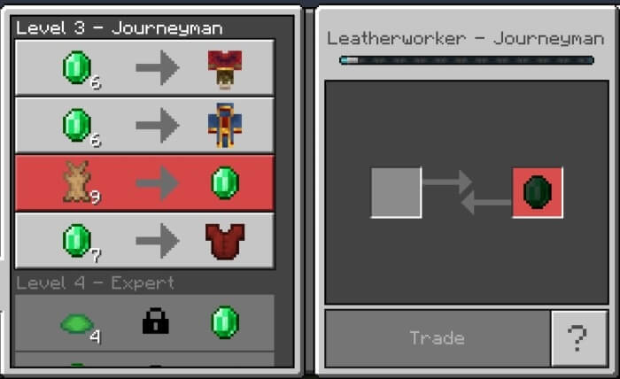 Trading with Leatherworker villager