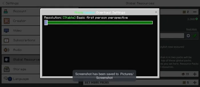 First Person Rendering Settings: BASIC