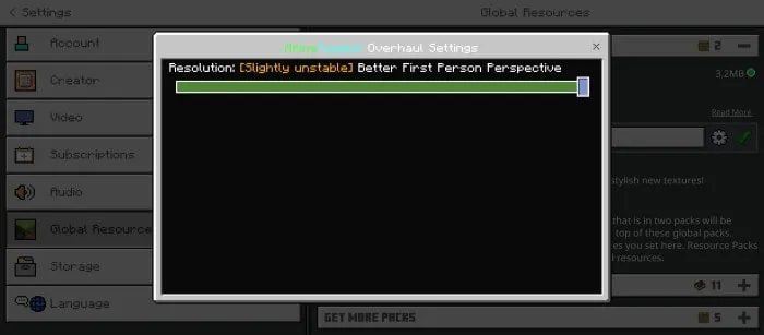 First Person Rendering Settings: BETTER FIRST PERSON