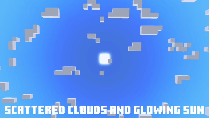 Scattered clouds and glowing sun