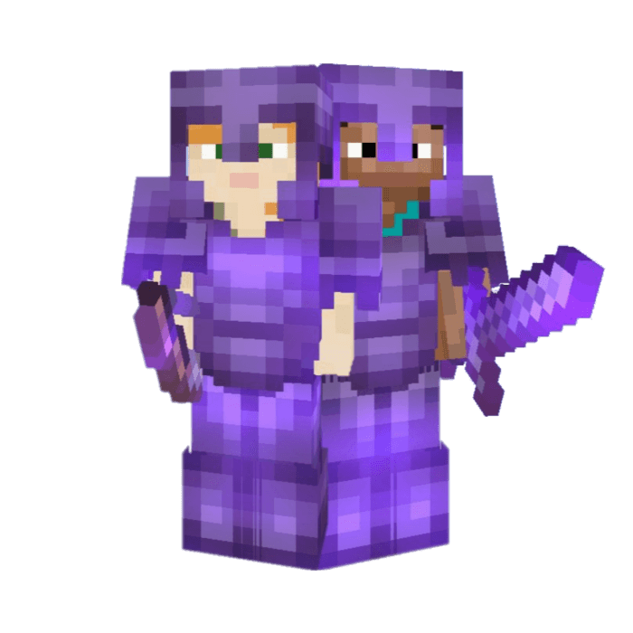 Alex and Steve With Equipped Netherite Armor