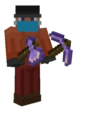 Equipped Amethyst Axe & Pickaxe