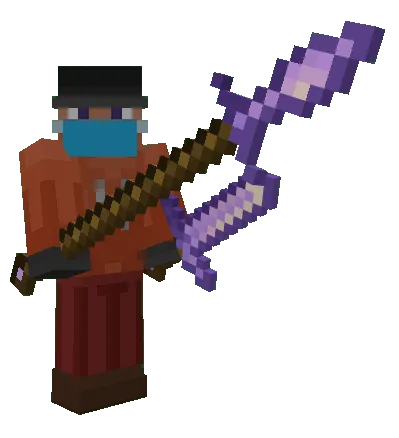 Equipped Amethyst Spear & Sword