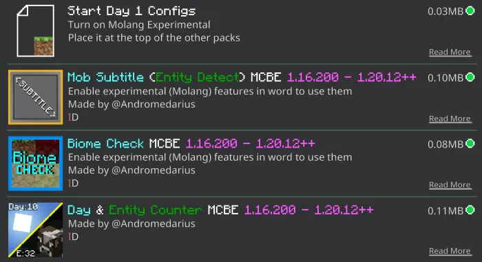 Day and Entity Counter Pack Configs