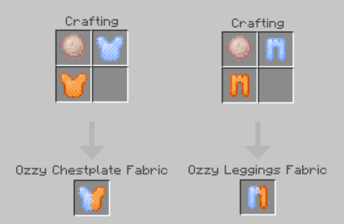 Ozzy Chestplate and Leggings Fabric Recipes