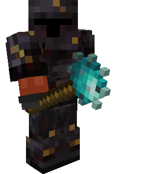 Equipped Gilded Netherite Armor with Diamond Mace