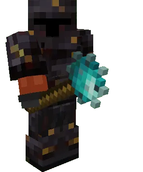 Equipped Gilded Netherite Armor with Diamond Mace