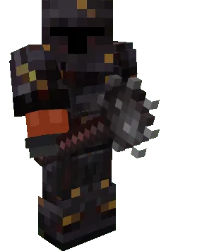 Equipped Gilded Netherite Armor with Netherite Mace