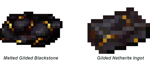 Melted Gilded Blackstone and Gilded Netherite Ingot