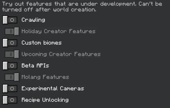 Required Experimental Options