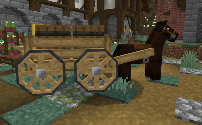 Tamed Horse with Cart and Barrel