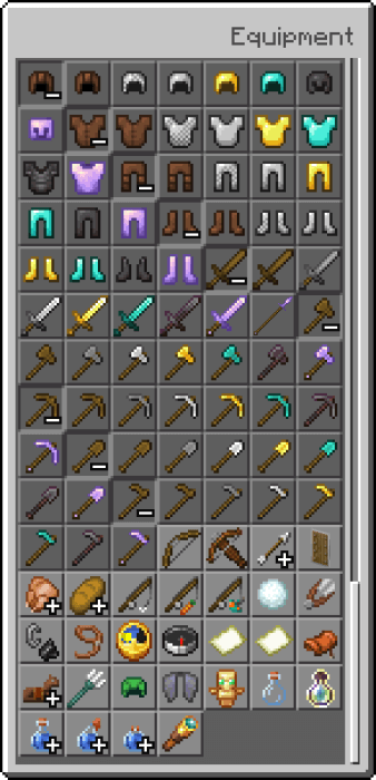 Amethyst Armor, Tools & Spear in Creative Inventory