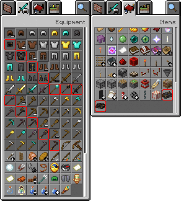 Where to find Gilded Netherite items in the creative inventory