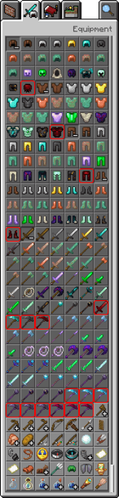 Reaper Armor, Tools & Scythes in the Inventory