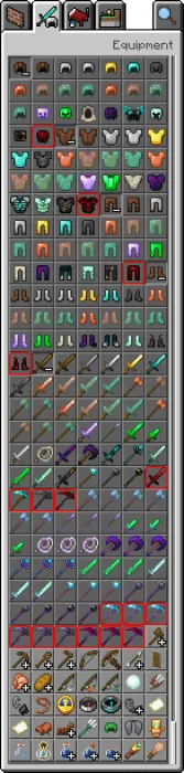 Reaper Armor, Tools & Scythes in the Inventory