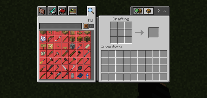 Crafting Recipes in the Crafting Table Recipe Book