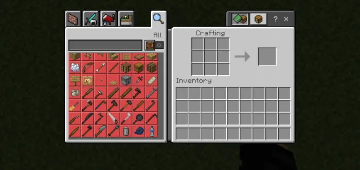 Crafting Recipes in the Crafting Table Recipe Book