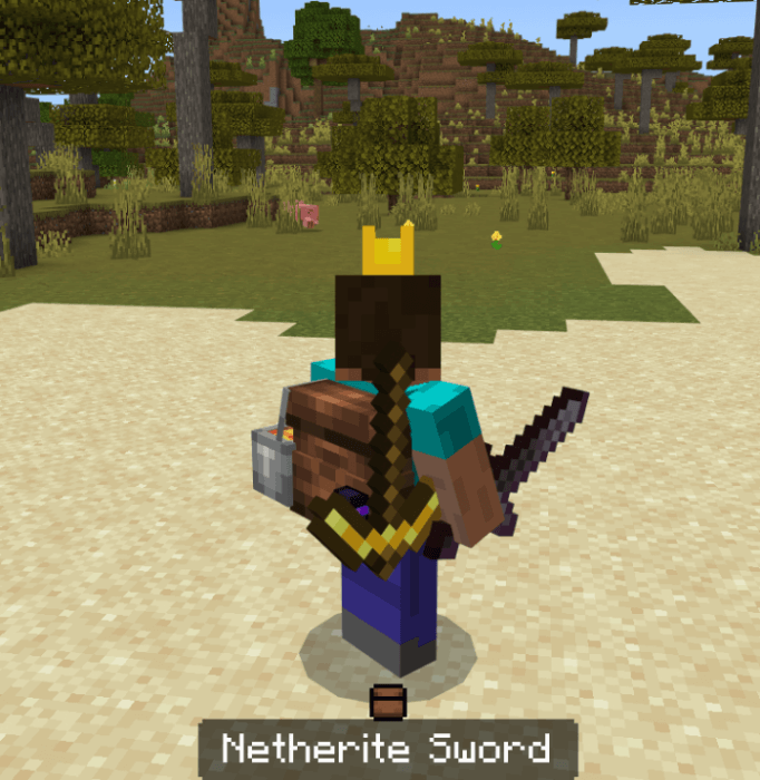 Player Wearing Backpack with Golden Pickaxe