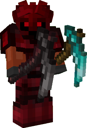 Equipped Reaper Armor & Weapons: (Diamond Scythe and Netherite Scythe)