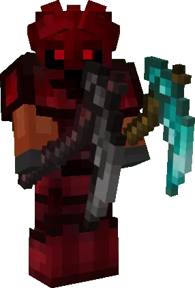 Equipped Reaper Armor & Weapons: (Diamond Scythe and Netherite Scythe)