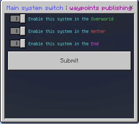 Main System Switch Menu