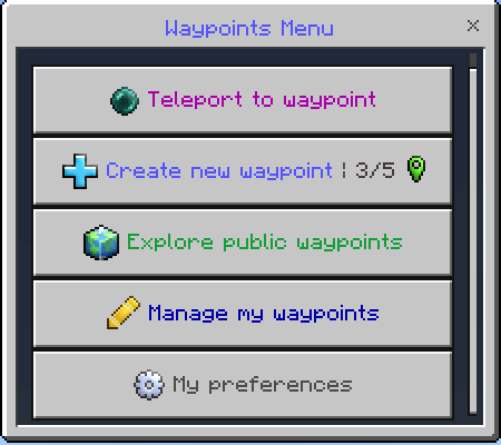 Waypoints Menu: Click Manage My Waypoints