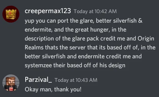 creepermax123's Permisson for Parzival