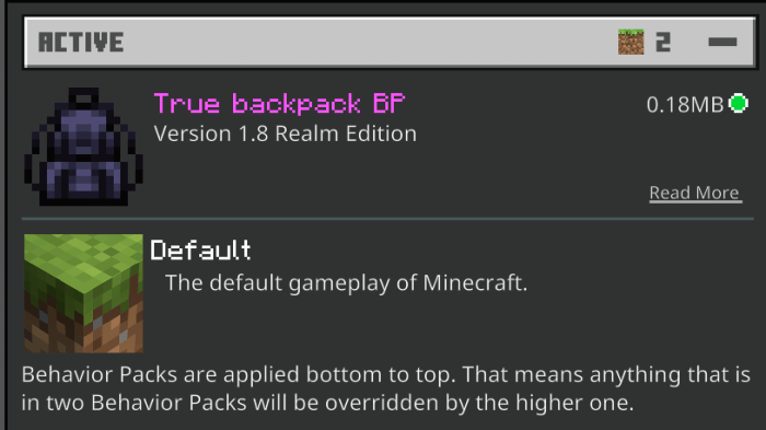 True Backpack Version for Realms