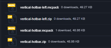 Different Versions of Vertical Hotbar