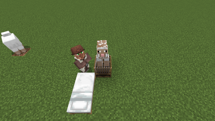 Villager and sheared sheep