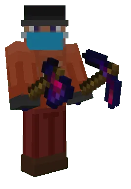 Equipped Tools: Glowing Obsidian Axe & Pickaxe