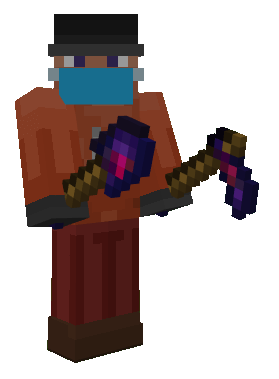 Equipped Tools: Glowing Obsidian Shovel & Hoe