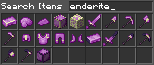 Enderite Items, Blocks, Armor and Tools