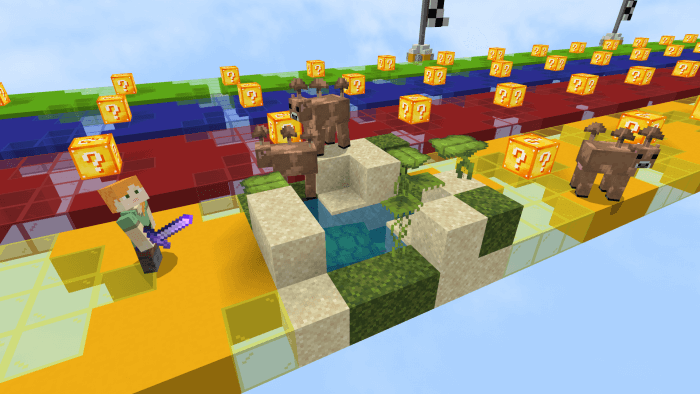 Cows on the Lucky Blocks Race map