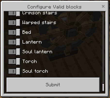Configure Valid Blocks Menu