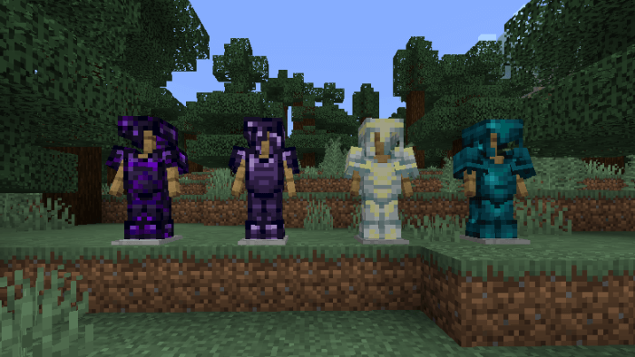 Glowing Obsidian, Obsidian, Stardusite and Echo Armors