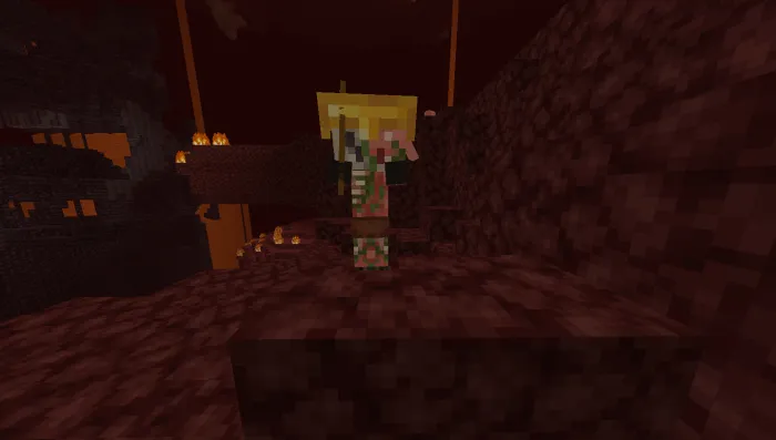Pink Zombified Piglin with Golden Helmet