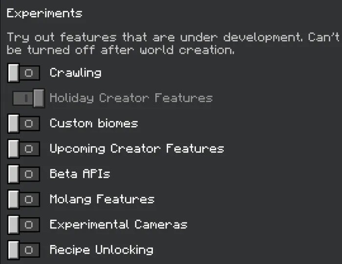 Requried experiments for the Undead Horses Plus addon