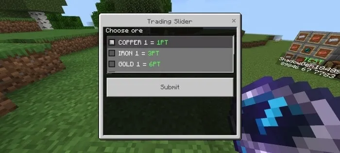 Trading Slider Menu